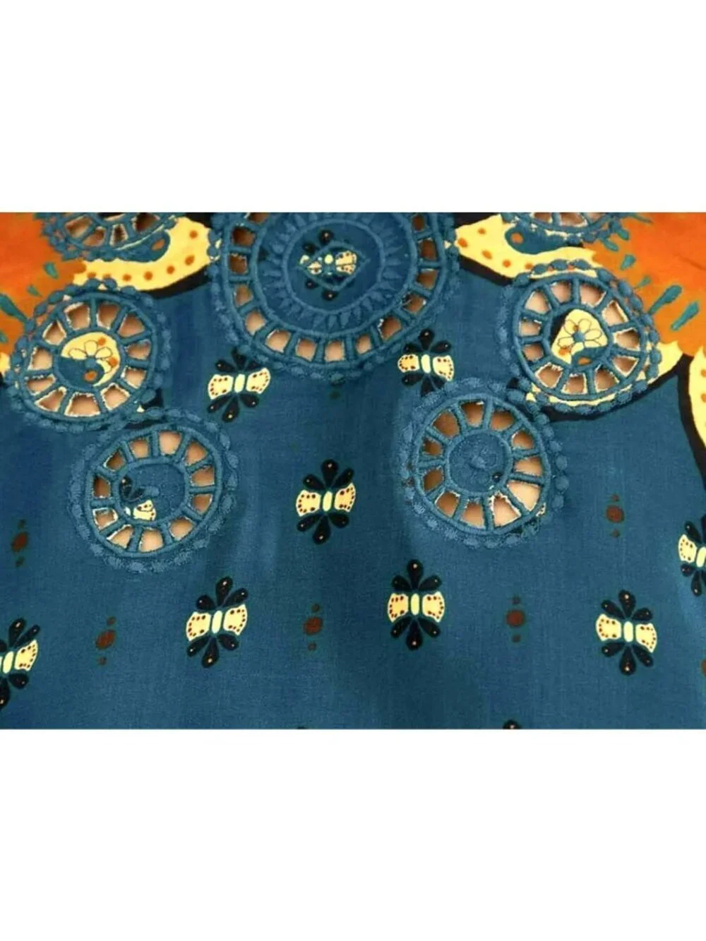 Farm Rio Blue Ainika Chill Long Sleeve Blouse Small New